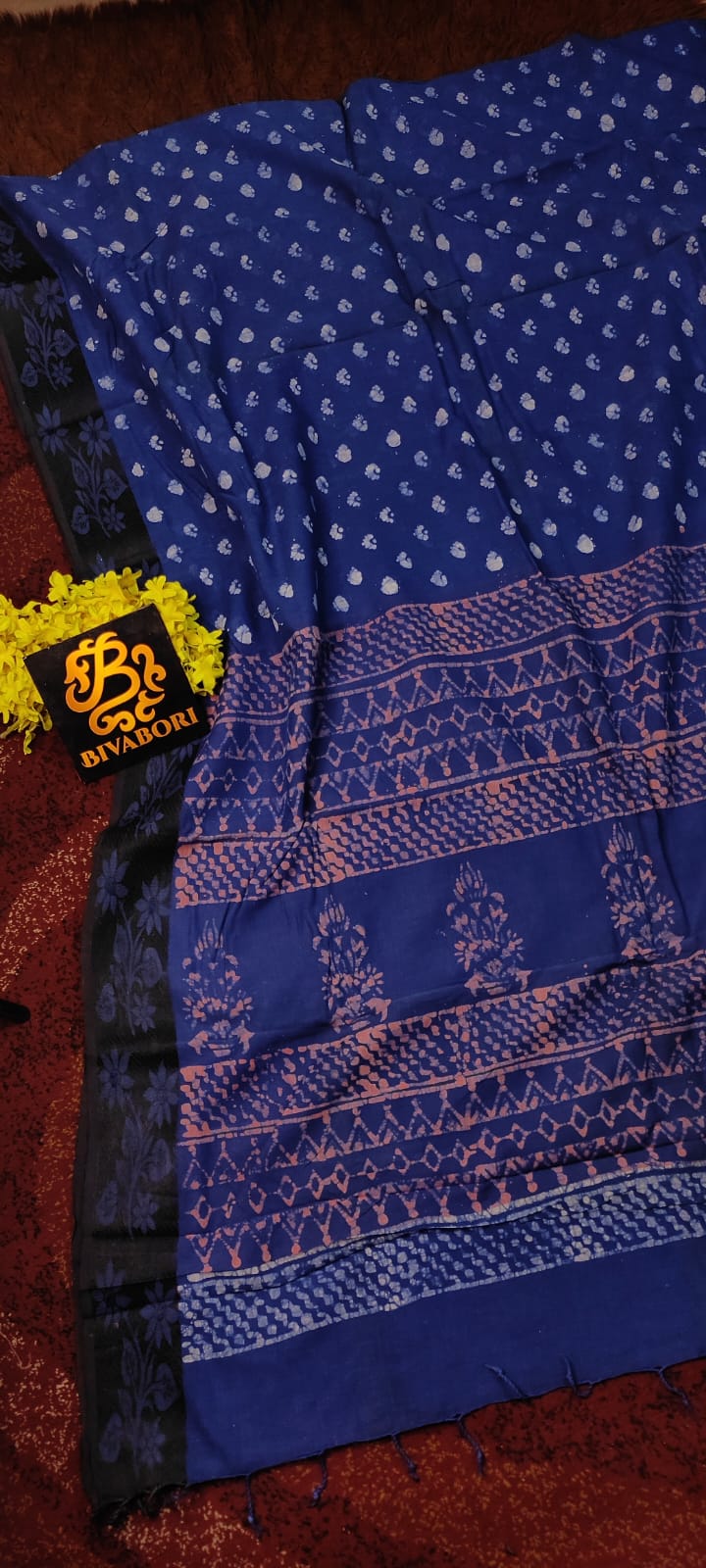 Natural Dye Saree – Blue