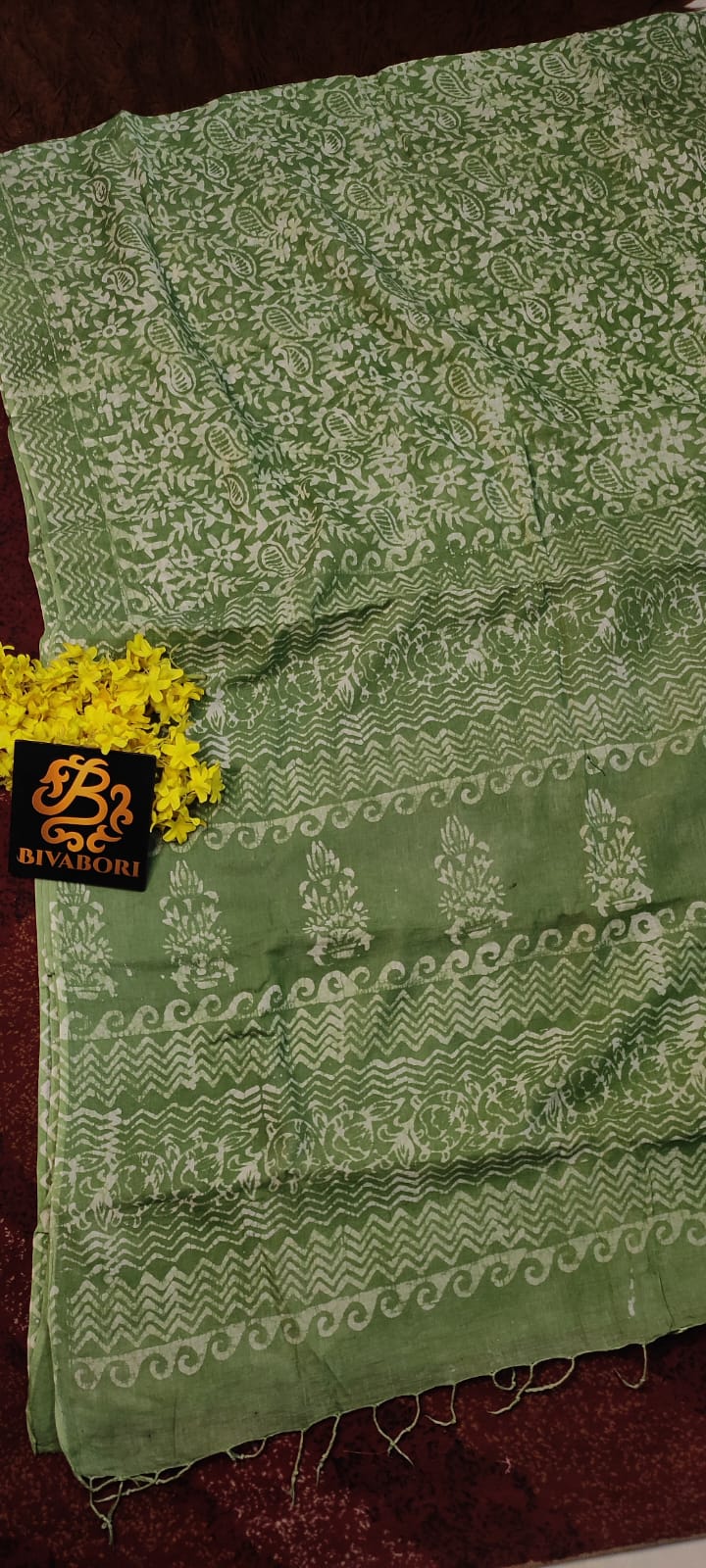 Natural Dye Saree – Olive