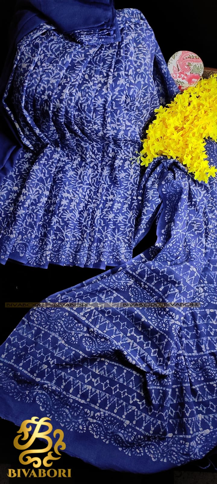 Natural Dye Saree – Blue